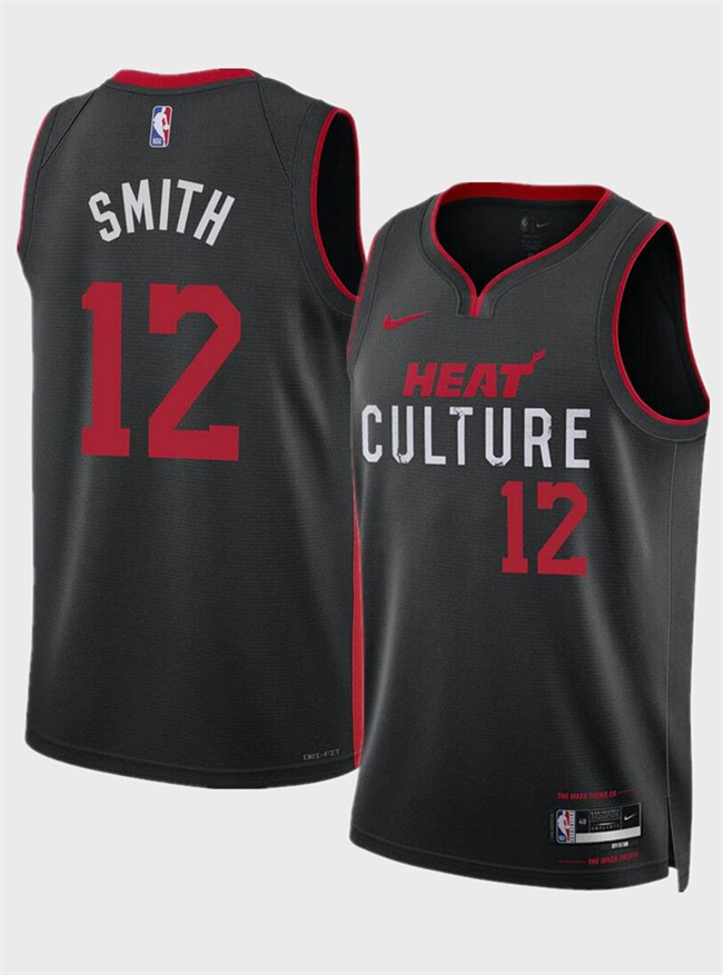 Men's Miami Heat #12 Dru Smith Black 2024 City Edition Stitched Basketball Jersey Men's Miami Heat #12 Dru Smith Black 2024 City Edition Stitched Basketball Jersey
